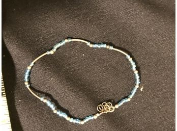 Sterling Silver And Blue Beads Ankle Bracelet