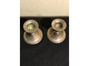 Small Pair Of Sterling Silver Candlesticks
