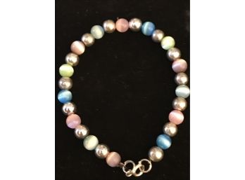 Sterling Silver And Multi-color Beads Bracelet