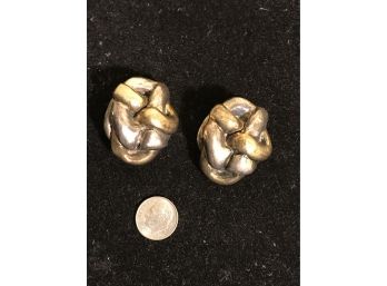 Sterling Silver Large Designer Clip-on Earrings