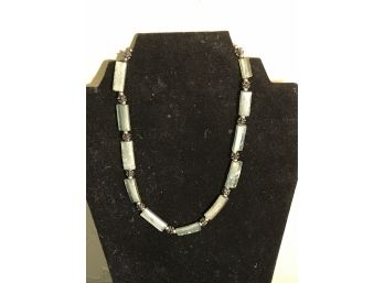 Sterling Silver And Art Glass Necklace