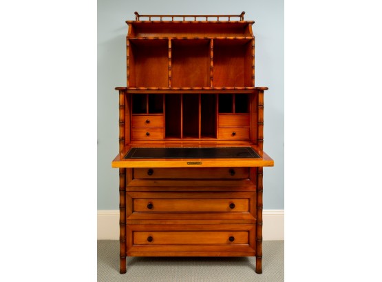 Drop Down Desk Cabinet With Leather Top