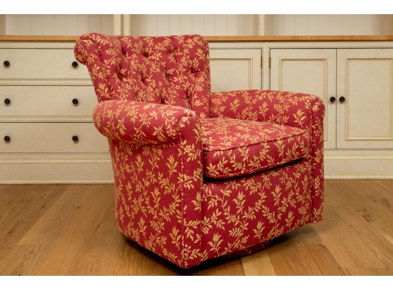 Maison Art Swivel Chair With Tailored Skirt And Tufted Back (RETAIL $2,900)