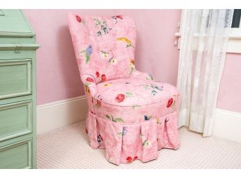 Country Swedish 'Emma' Pink Upholstered Slipper Chair (RETAIL $575)