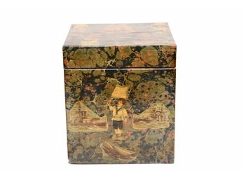English Decoupage Wooden Box With Victorian Sailing Notes