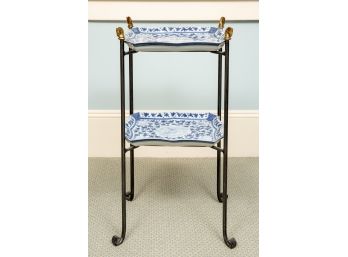 Two Tier Mini Etagere With Blue And White Plates (RETAIL $363)