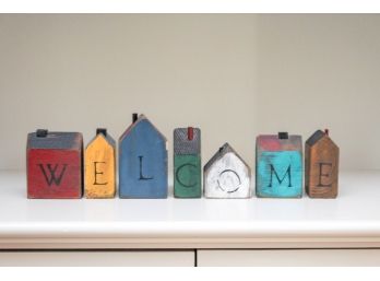 Wood House Blocks That Read 'WELCOME'