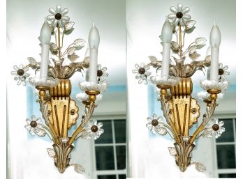 Pair Of Gold Gilt Wood Wall Sconces