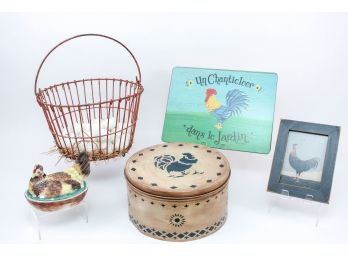Warren Kimble Rooster Picture, Julie Huber Pimpernel Placemats, Basket Of Eggs, Chickens And More