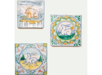 Set Of Three Fratantoni Vietri Italian Pottery Tiles
