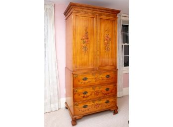 Lillian August Floral Painted Wooden Wardrobe Armoire (RETAIL $1,250)