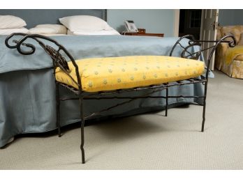 Roger Arlington Wrought Iron Wreath Bench With Cushion (RETAIL $2,225)