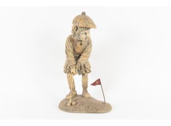 Plaster Statuette Of A Child Golfing