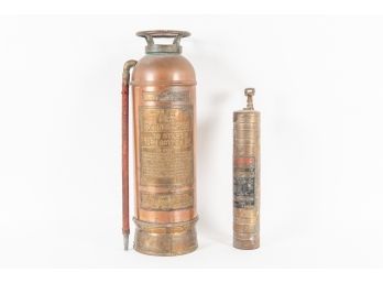 Antique Copper Fire Extinguisher & Vintage Fire-Gun
