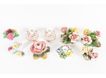Collection Of Flower Themed Porcelain