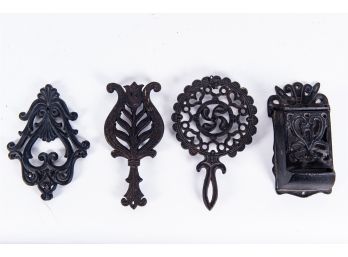Collection Of Four Vintage Iron Trivets