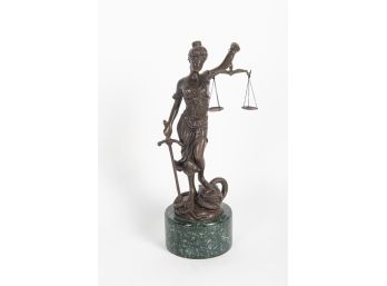 Excellent Signed Alois Mayer Bronze Lady Justice Statuette