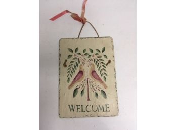 Vintage Tole Painted Welcome Slate