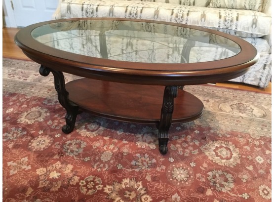 Solid Wood And Heavy Glass Coffee Table