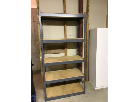 Metal With Wood Shelves Gray Storage Shelf