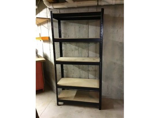 BLACK Metal And Wood Storage Shelf