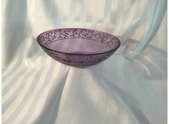 Purple And Silver Glass Bowl