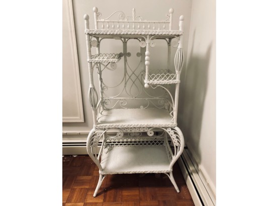 Victorian White Painted Wicker Curio