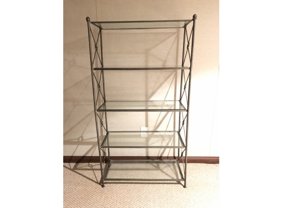 Metal And Glass Shelving With Knot Accents