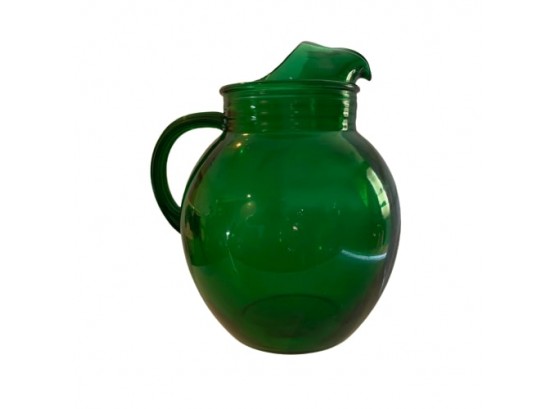Dark Green Depression Glass Water Pitcher