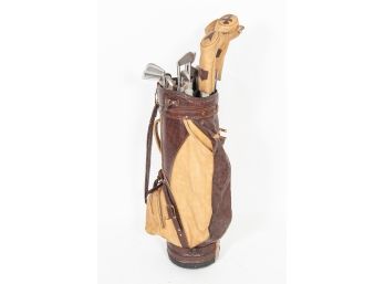 Set Of Arnold Palmer Golf Clubs With Leather Bag