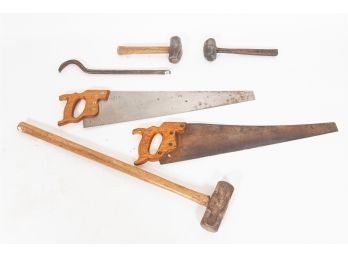 Collection Of Wooden Handled Tools