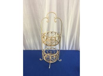 Nice Ornate Old White Iron Double Basket Plant Holder Or Whatever