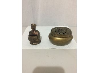 Chinese Incense Holder And Container Made Of Bronze Or Brass