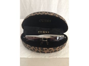 Guess Sunglasses With Case And Cleaning Cloth Very Good Condition Signed On Inside And Outside Glasses
