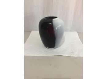 Beautiful Hand Blown Vase Amethyst And Milky White In Color Excellent Shape No Damage
