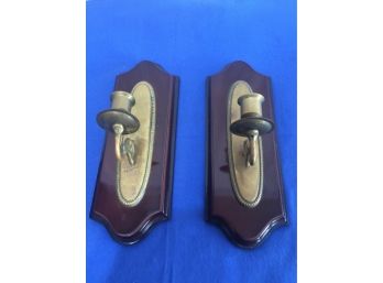 To A Pair Of Bronze Or Brass Wall Sconces Mounted On Nice Plaque