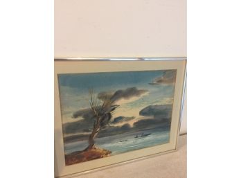 Nice Old Vintage Watercolor Signed Lower Left In A Frame Beautiful Piece