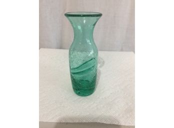 Very Nice Green Fractured Glass Vase