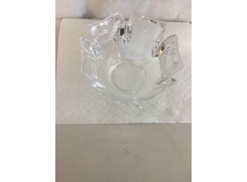 Nice Pristine Signed And Etched  Crystal (Orrefors)Dish