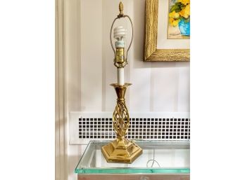 Vintage Brass Table Lamp Base With Pinecone Finial