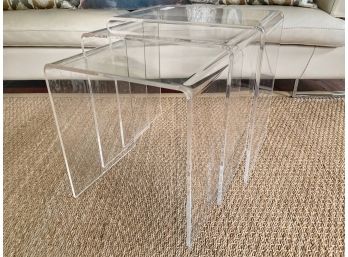 Set Of 3 Clear Lucite Nesting Tables