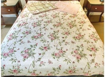 Pretty Full Size Floral And Striped Bedding