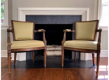 Pair Of Victorian Inspired Upholstered Armchairs