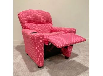 Pink Polka Dot Upholstered Children's Recliner