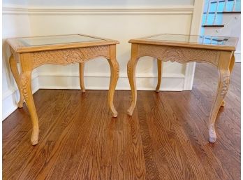 Pair Of Glass Inlay Side Tables