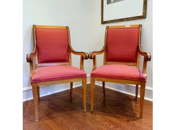 Pair Of Diamond Pattern Upholstered Side Chairs