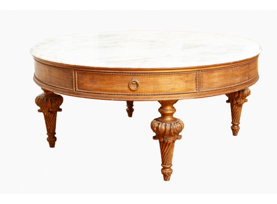 Round Marble-Top French Style Coffee Table