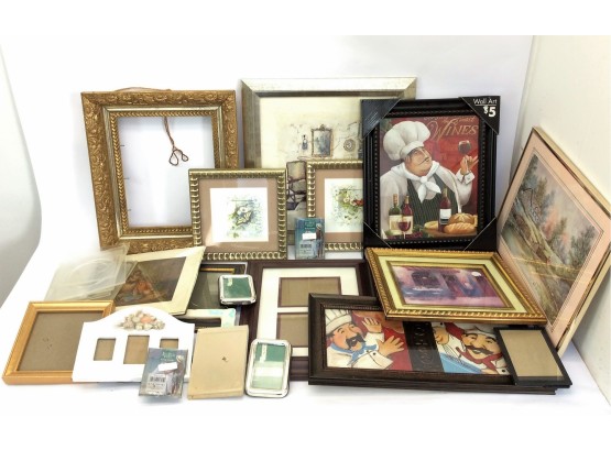Lot Of Wood Plastic Square Rectangular Wall Hanging Free Standing Picture Frames (Lot 1)