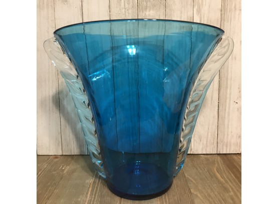 Spectacular Large Vintage Blue & Clear MURANO Vase
