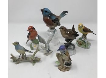 Lot Of 7 Vintage Porcelain Bird Figurines Including Crown Staffordshire, Rosenthal, Adderley, & More